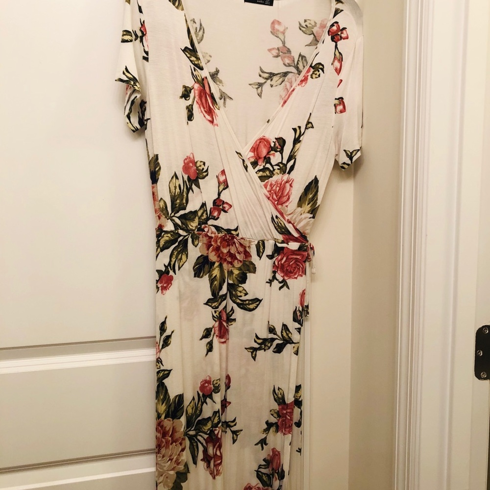 Faux wrap maxi dress